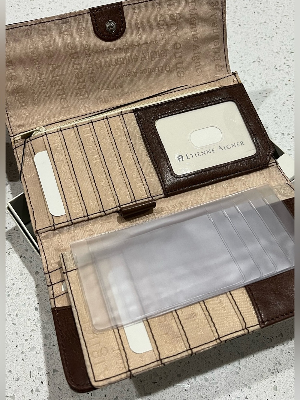 Etienne Aigner Awning Stripe Ladies Wallet With Zipper Pocket &Buckle Detail NEW - Picture 4 of 8